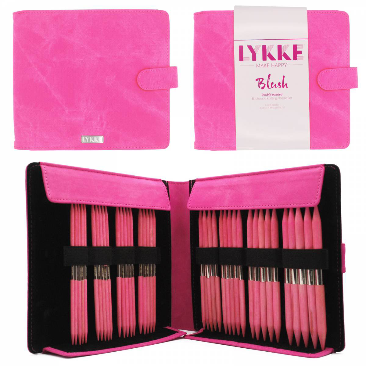 Lykke Nadelspiel Set L Holz Fuchsia Denim